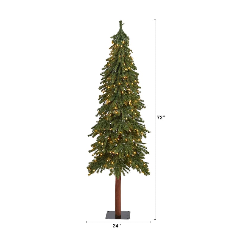 6ft. Grand Alpine Artificial Christmas Tree with 300 Clear Lights & 601 Branches on Trunk - Charming Festive X-Mas Tree