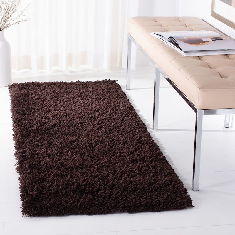 SAFAVIEH Handmade Classic Shag Nakhshun Rug - 2'6" x 4' - Chocolate