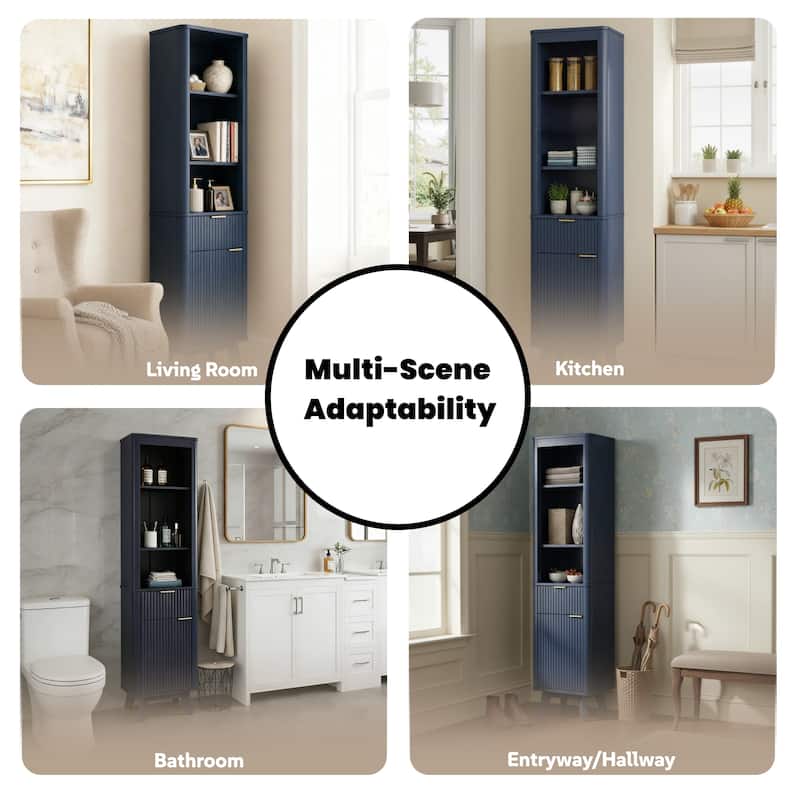 Christopher Knight Home - Modern Linen Tower with Adjustable Shelves, Drawer and Door