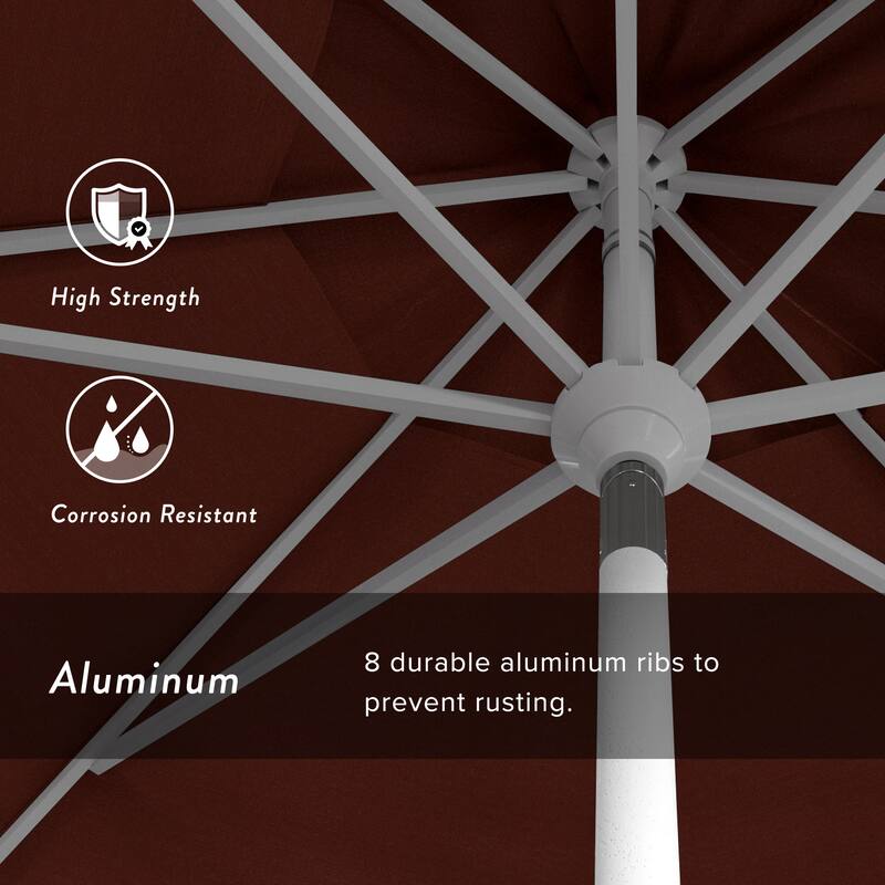 California Umbrella 11' Rd. Aluminum Patio Umbrella, Crank Lift, Collar Tilt, Dbl Wind Vent, White Finish, Sunbrella Fabric