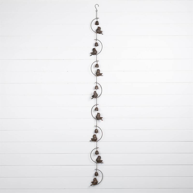 Bird and Bell Rain Chain 70"L