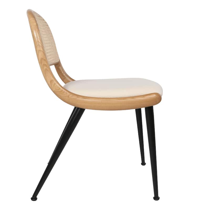 Breuer Chair Company Giola Dining Side Chair w/ Padded Seat Ash Wood Cane Back & Steel Legs (Variations; Made in Italy)