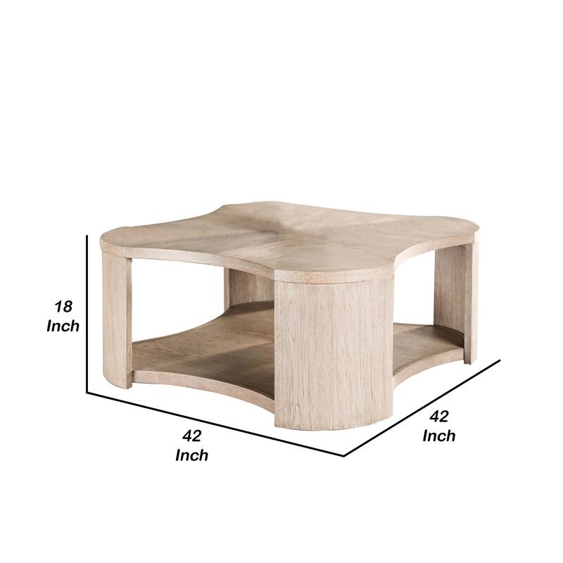 Cony Cocktail Coffee Table, Natural Oak Brown Wood, Caster Wheels, 42 Inch