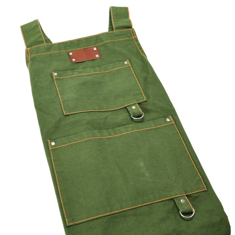 Cotton Canvas Cross Back Apron with Pockets & Rivets, Green