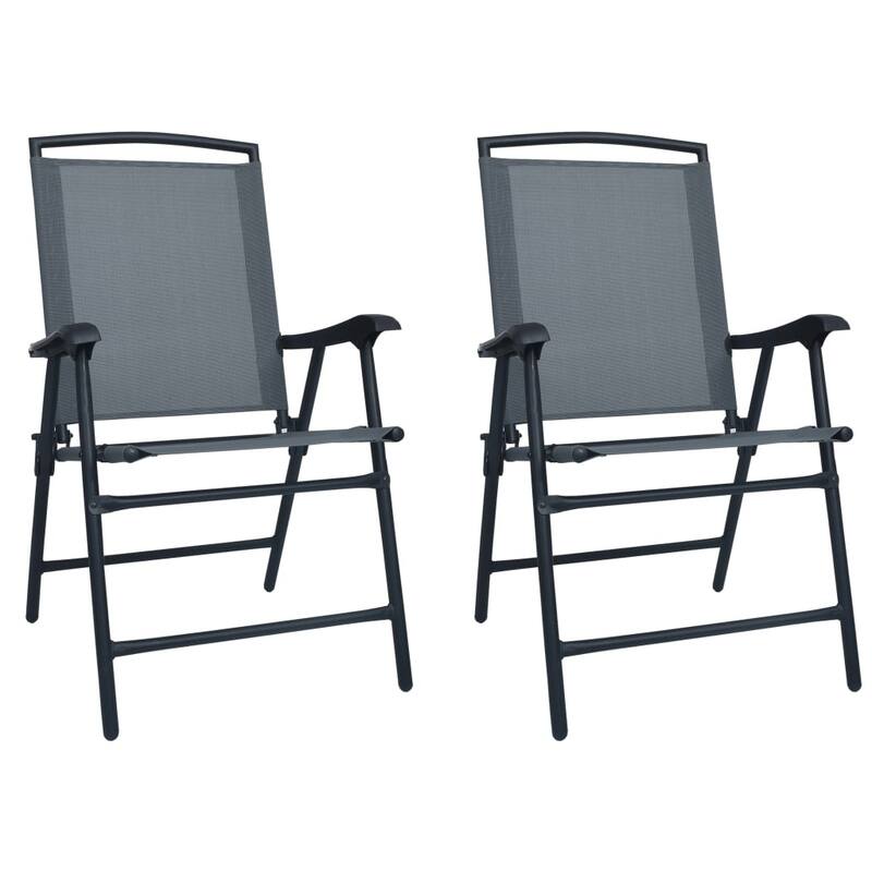 vidaXL 2x Folding Patio Chairs Texilene Camping Dinner Chair Seat Multi Colors