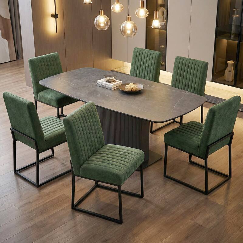 Mid Century Modern Dining Chair with Black Metal Legs