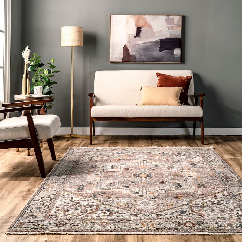 Nuloom Camila Faded Medallion Fringe Area Rug