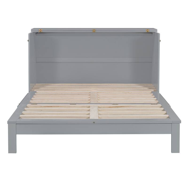 Queen Size Foldable Murphy Bed with Storage & USB Charging