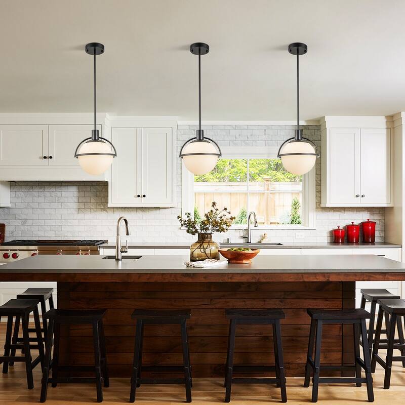 Starsky 1-Light 9in. Modern Globe Chandelier Single Frosted Glass Pendant Light