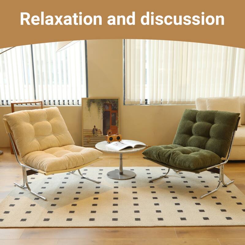 Modern Upholstered Accent Chair with Chrome Metal Frame for Living Room & Office