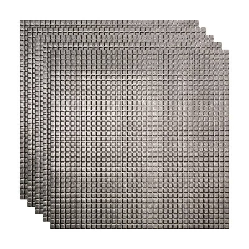 FASÄDE Square Decorative Vinyl 2ft x 2ft Lay in Ceiling Panel in Galvanized Steel (5 Pack) - 5 Pack - Galvanized Steel