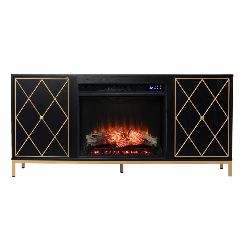 SEI Furniture Marsden Contemporary Black Wooden Touch Screen Electric Fireplace