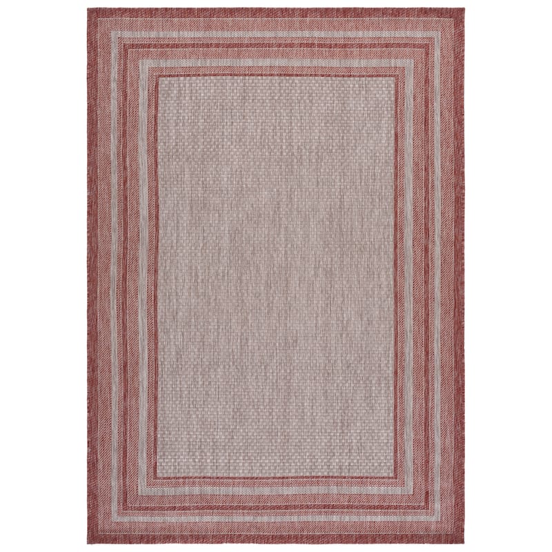 SAFAVIEH Courtyard Vickie Indoor/Outdoor Waterproof Patio Backyard Rug - 5'3" x 7'7" - Grey/Red
