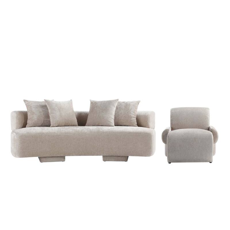 Manhattan Comfort 2 Piece Modern Verandah Chenille 90.6 Inch Sofa Set