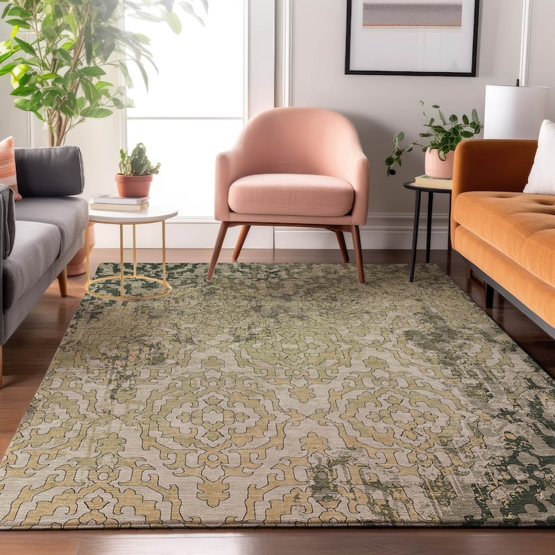 Premium Washable Super Soft Chic Soho Mayfield Rug - Green - 2'6" x 3'10"