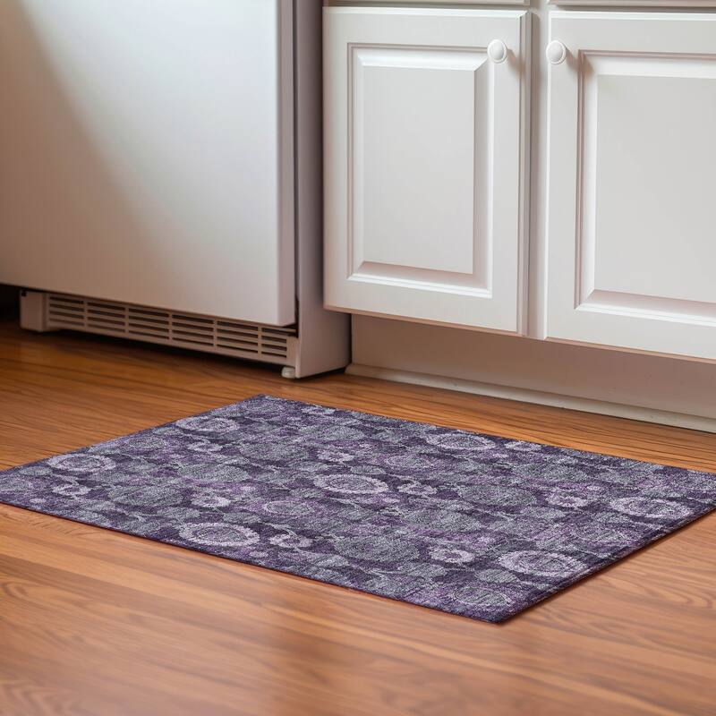 Premium Washable Super Soft Traditional Olivia Mayfield Rug - Eggplant - 1' 8" x 2' 6" - Rectangle