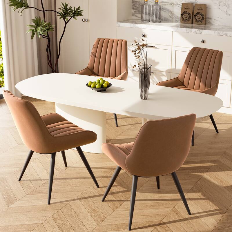 Modern Dining Chairs Set of 2, Fabric Dining Room Chairs with Thick Cushioned Backrest and Seat, Upholstered Chairs
