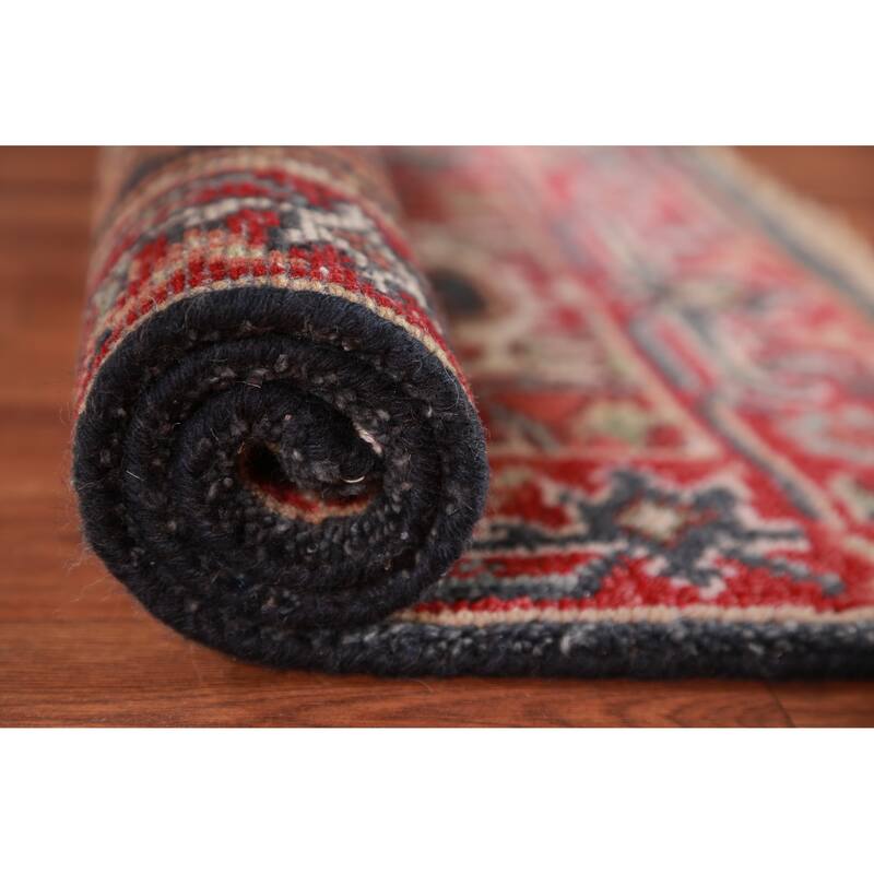 Hand Knotted Oriental 100% Wool Carpet Traditional Medallion Greys & Charcoal Heriz (serapi) Area Rug - 3' 0'' X 2' 0''