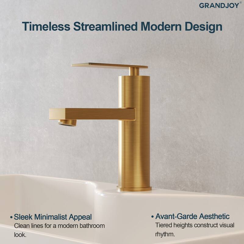 GRANDJOY 2-Pack Modern Single Handle Bathroom Vanity Faucet, Single-Hole Installation