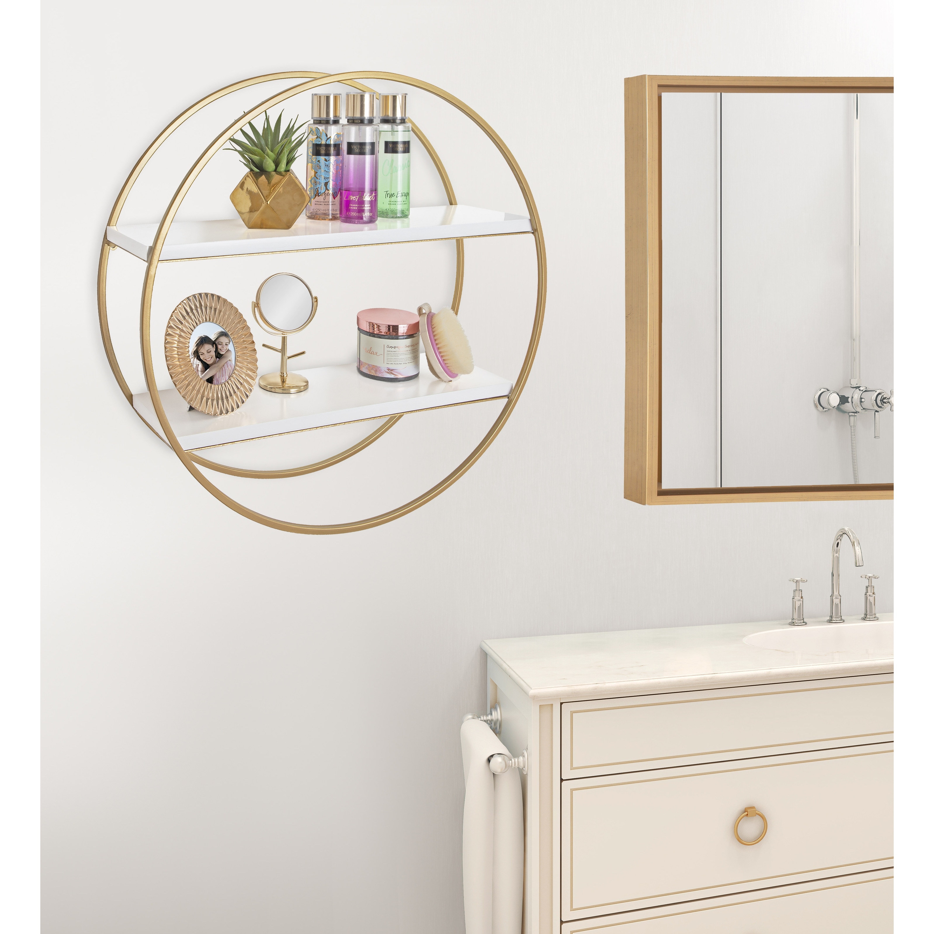 Kate and Laurel Sequoia Round Metal Wall Shelf