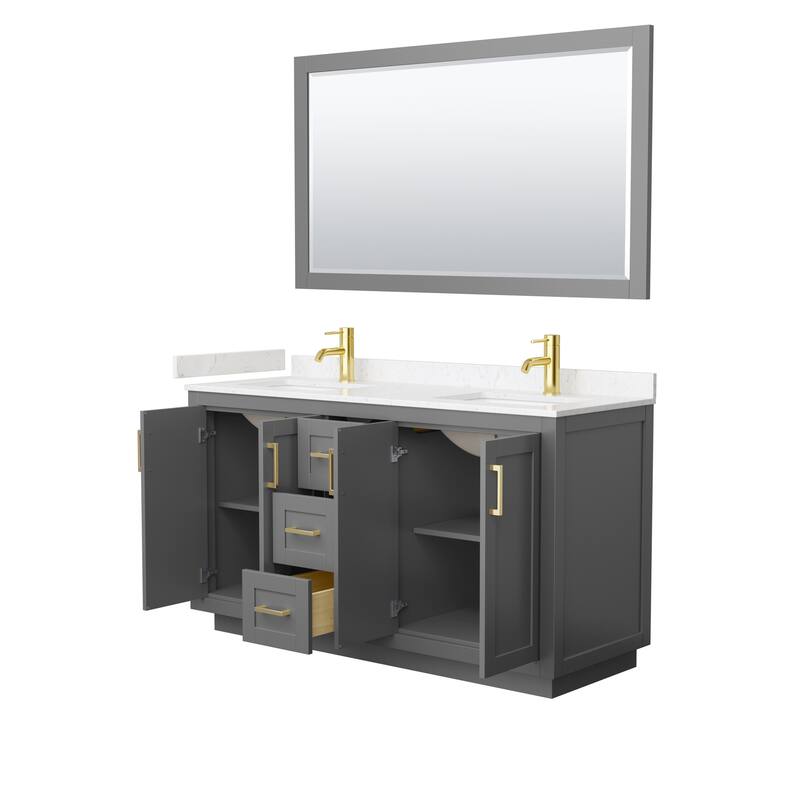 Miranda Bathroom Vanity Set, Cultured Marble Top, 58-Inch Mirror