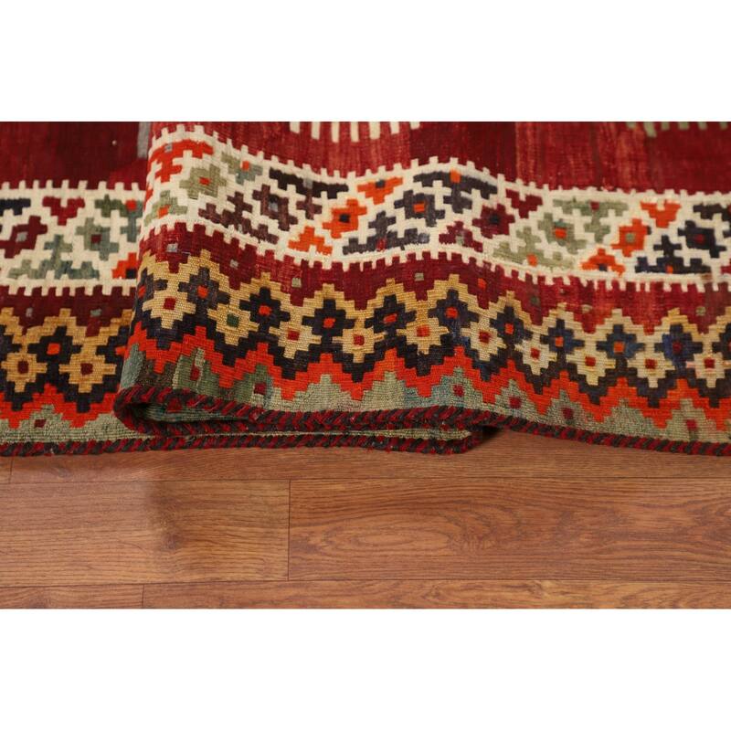 Tribal Kilim Qashqai Persian Vintage Area Rug Hand-Woven Wool Carpet - 4'10"x 7'10"