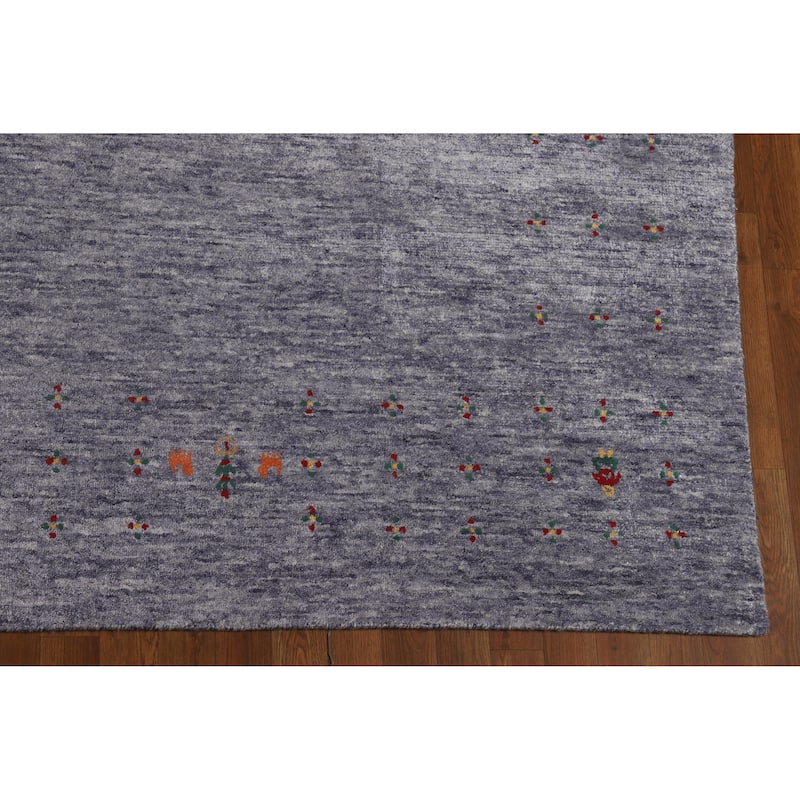 Hand Knotted Oriental 100% Wool Carpet Tribal Tribal Navy Blue & Blues Gabbeh Area Rug - 12' 1'' X 9' 1''