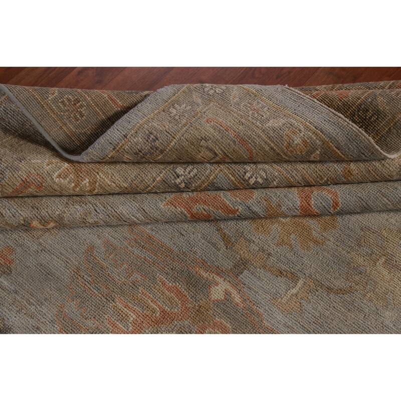 Hand Knotted Oriental 100% Wool Carpet Transitional All-Over Greys & Charcoal Oushak Area Rug - 11' 10'' X 8' 10''