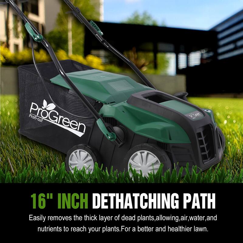 2-in-1 16''Garden Scarifier with Removable Collection Bag