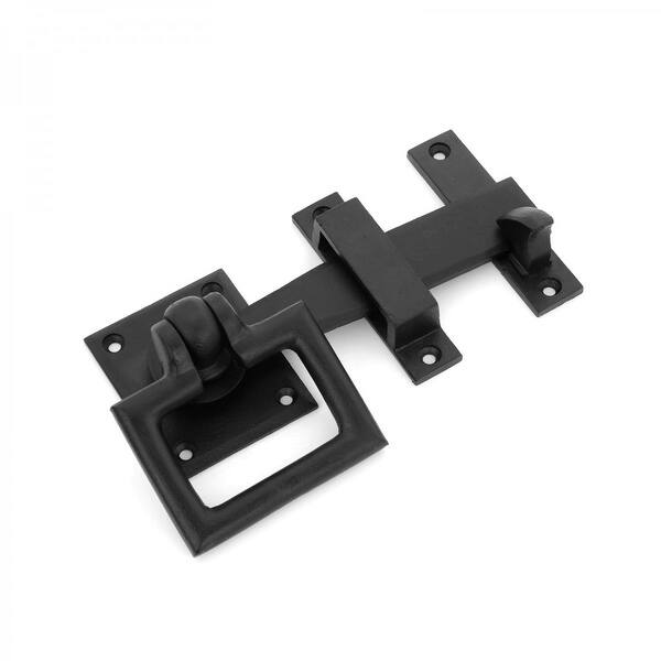 Black Iron Gate Latch 7.4 in Door Latch Rectangular Base Plate with
