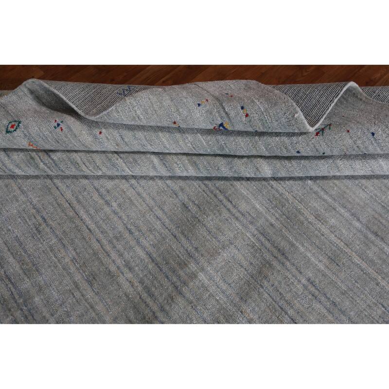 Hand Knotted Oriental 100% Wool Carpet Tribal Tribal Greys & Charcoal Gabbeh Area Rug - 12' 2'' X 8' 11''