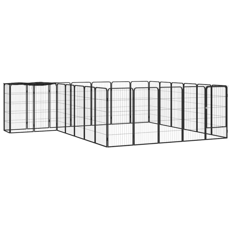 vidaXL Dog Playpen Kennel Dog Cage Puppy Pet Exercise Wire Fence Steel Black - 137.8" x 118.1" x 39.4"