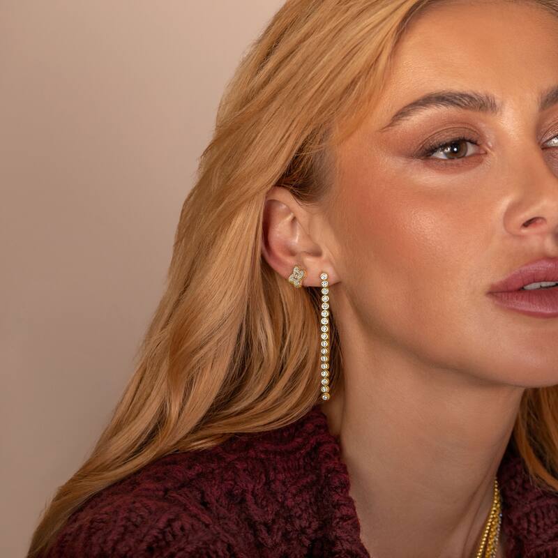 SHYMI Small Pave Clover Earrings