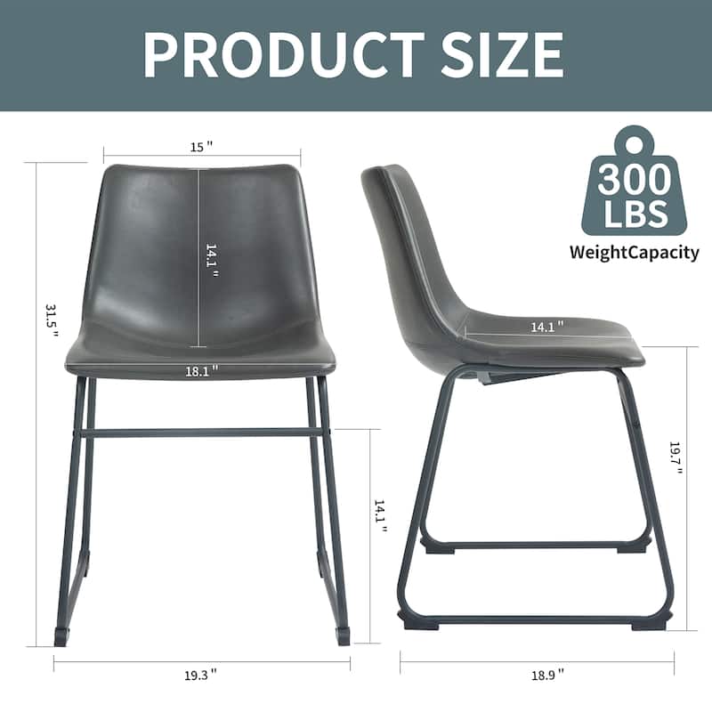 Adan Iron Frame Faux Leather Dining Chair (Set of 2)