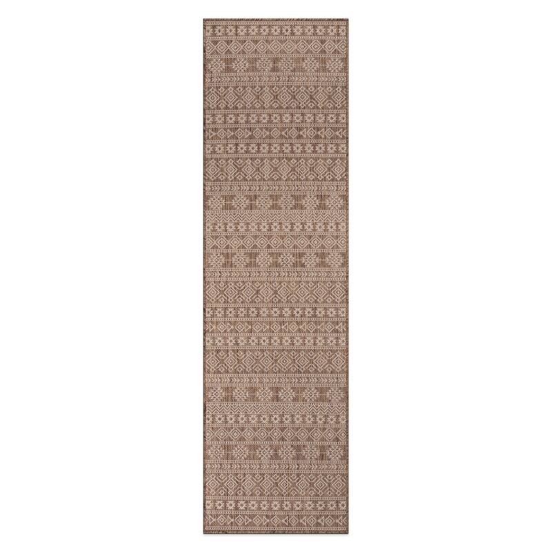 World Rug Gallery Geometric Boho Textured Flat Weave Indoor/Outdoor Area Rug