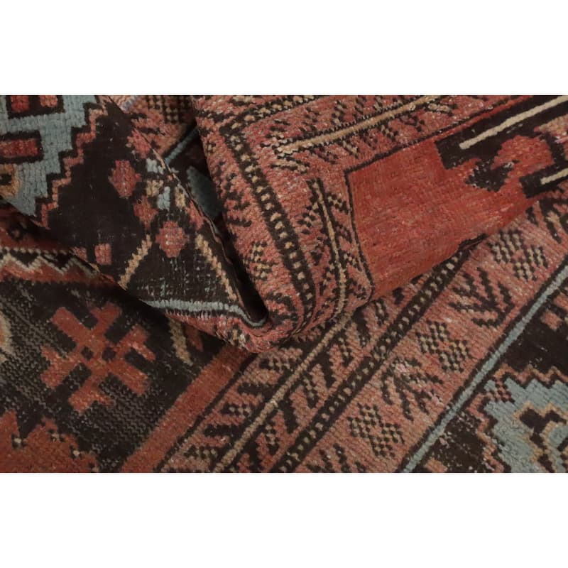 Hand Knotted Oriental 100% Wool Carpet Traditional Geometric Oranges & Rust Hamedan Area Rug - 6' 5'' X 4' 2''