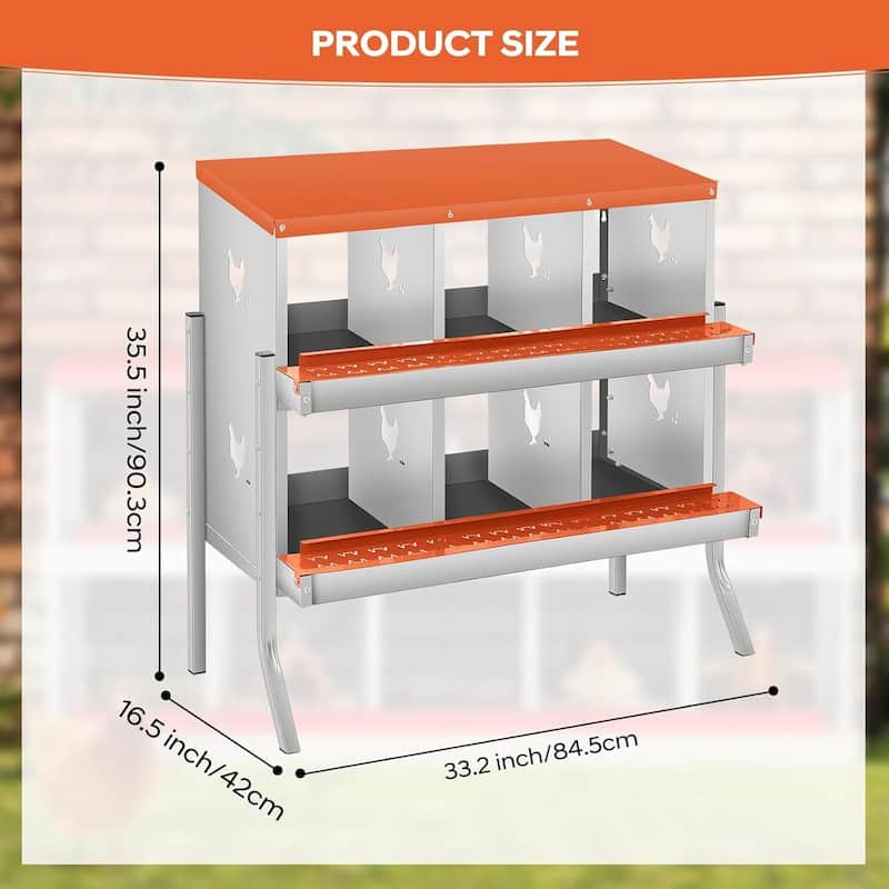 6 Compartment Nesting Box, Chicken Laying Box, with Bracket Legs