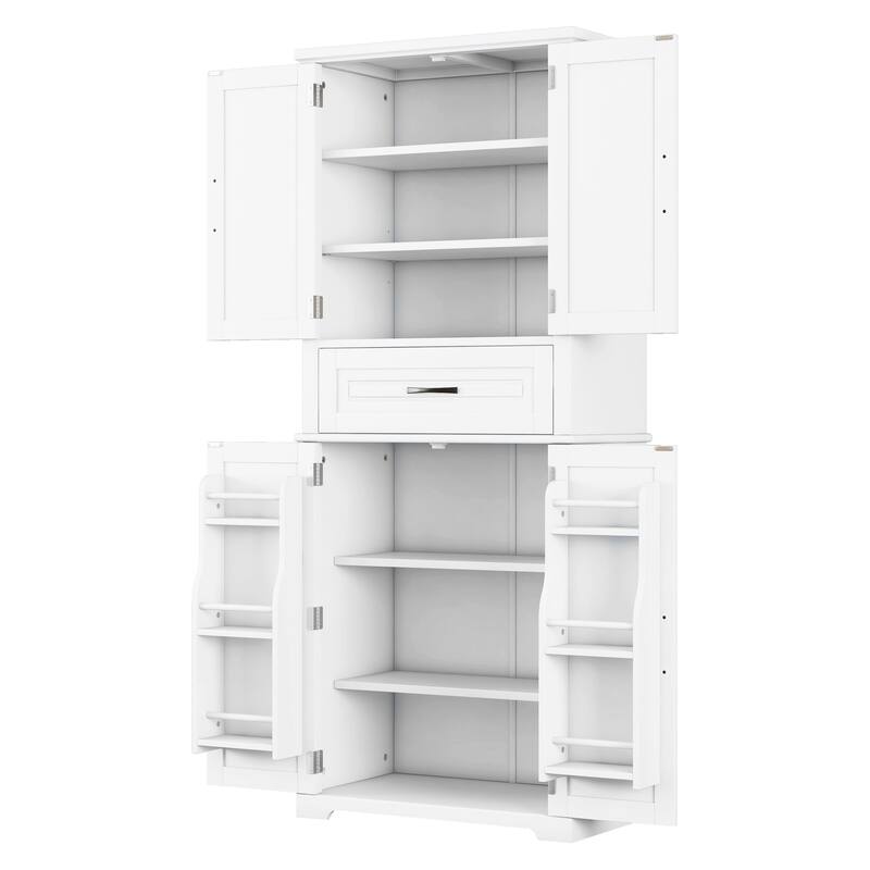 Bathroom Cabinet Clothes Cabinet with Adjustable Rack, Storage Cabinet Floor Cabinet with Soft-Close Hinges