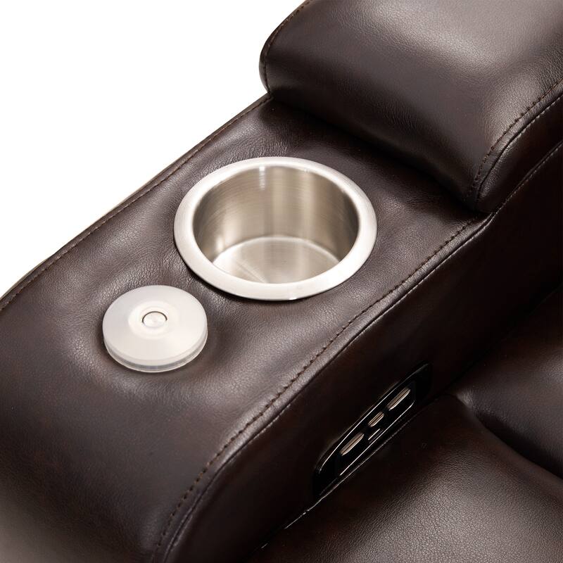 Power Motion Recliner with USB Charging Port and Hidden Arm Storage 2 Convenient Cup Holders Design and 360° Swivel Tray Table
