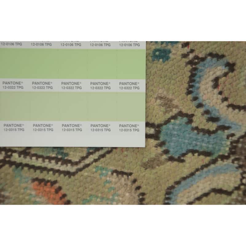Hand Knotted Oriental 100% Wool Carpet Traditional Medallion Green Tabriz Area Rug - 9' 4'' X 6' 4''