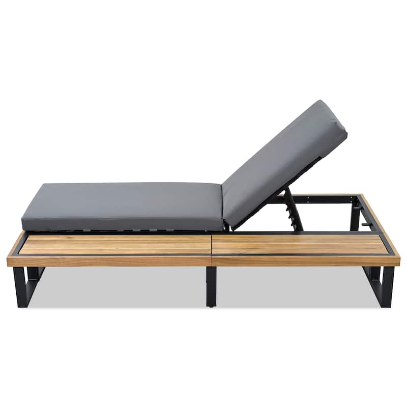 GO Outdoor Chaise Lounge Chair with 5-Position Adjustable Backrest - Grey