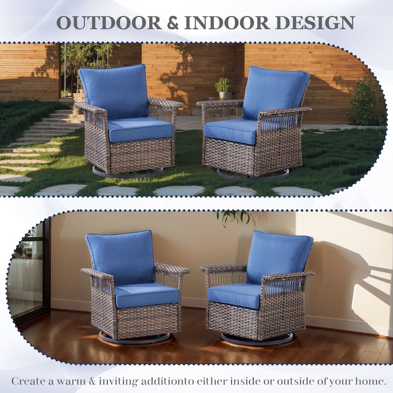 3 Pieces Patio Swivel Chair Gliders Chair with Table