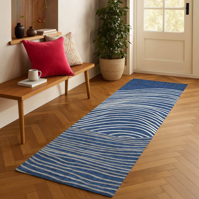 Machine Washable Indoor/ Outdoor Modern Arches Chantille Rug