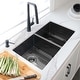 preview thumbnail 1 of 12, STYLISH 32 inch Graphite Black 16G 50/50 Double Bowl Undermount Kitchen Sink - 32" x 18" x 9" Graphite Black