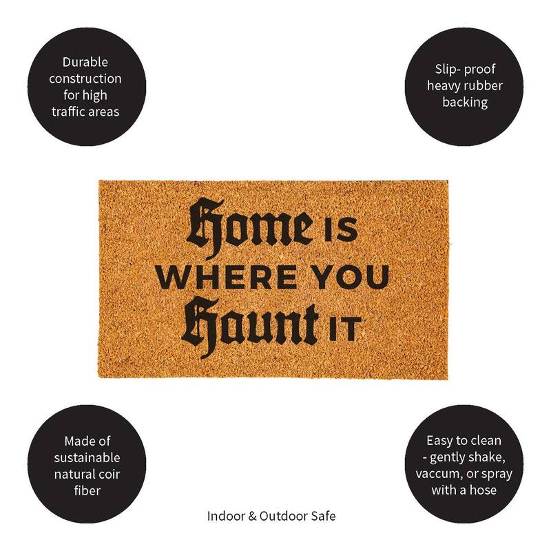 16 in. x 28 in. Nature Coir Halloween Greeting "Home is Where You Haunt It" Door Mat