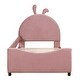 preview thumbnail 5 of 9, Twin Size Upholstered Daybed with Rabbit Ear Shaped Headboard, Velvet Platform Bed Frame for Girls-No Box Spring Required, Pink