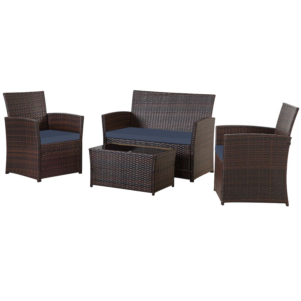 4 Piece Outdoor PE Wicker Furniture Set