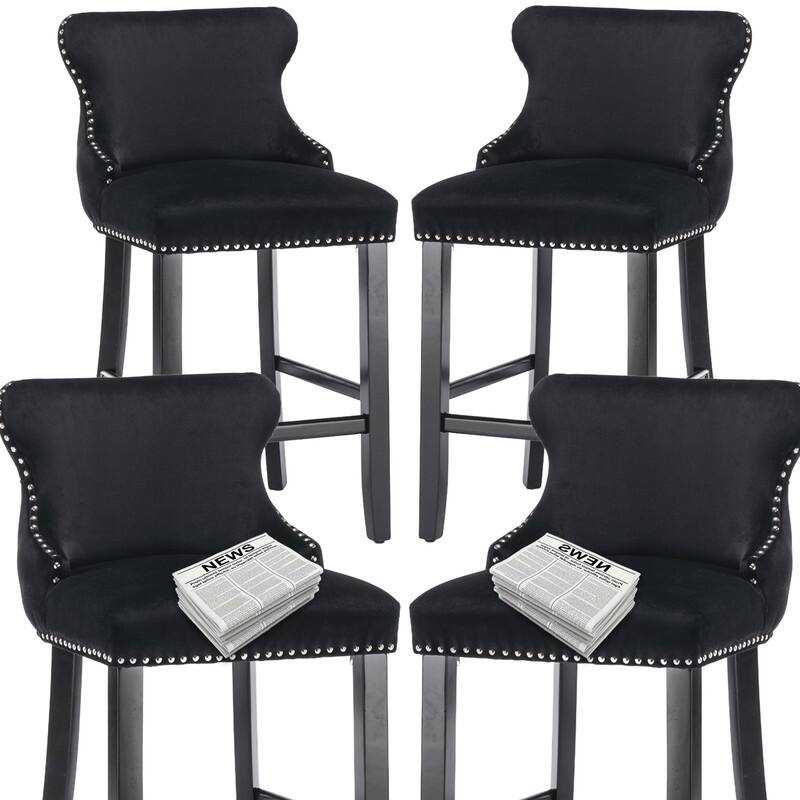 Upholstered Wing Back Bar Stools (Set of 6)