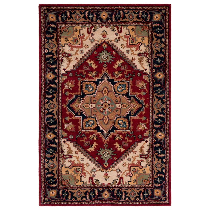 SAFAVIEH Handmade Heritage Carrol Traditional Oriental Wool Rug - 5' x 8' - Red - Rectangle