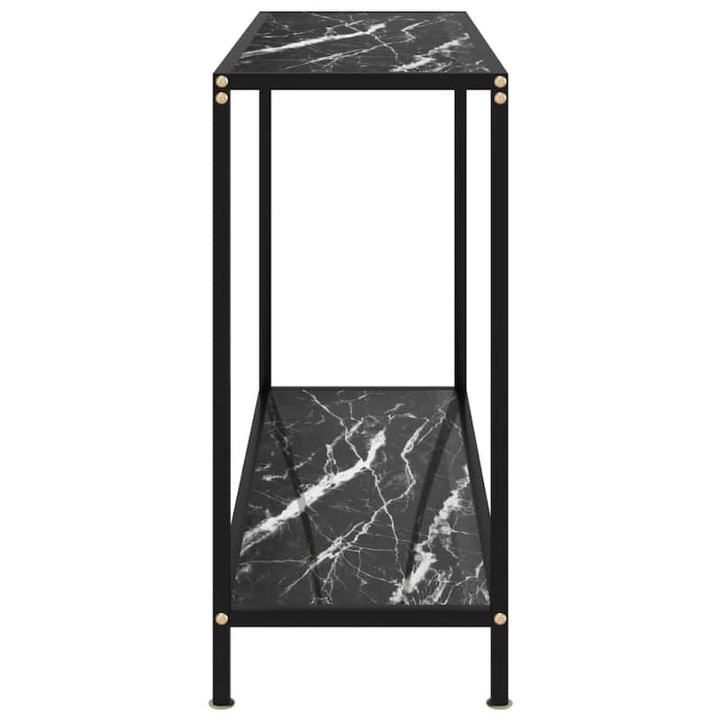 vidaXL Console Table Black 39.4"x13.8"x29.5" Tempered Glass - 39.4" x 13.8" x 29.5"